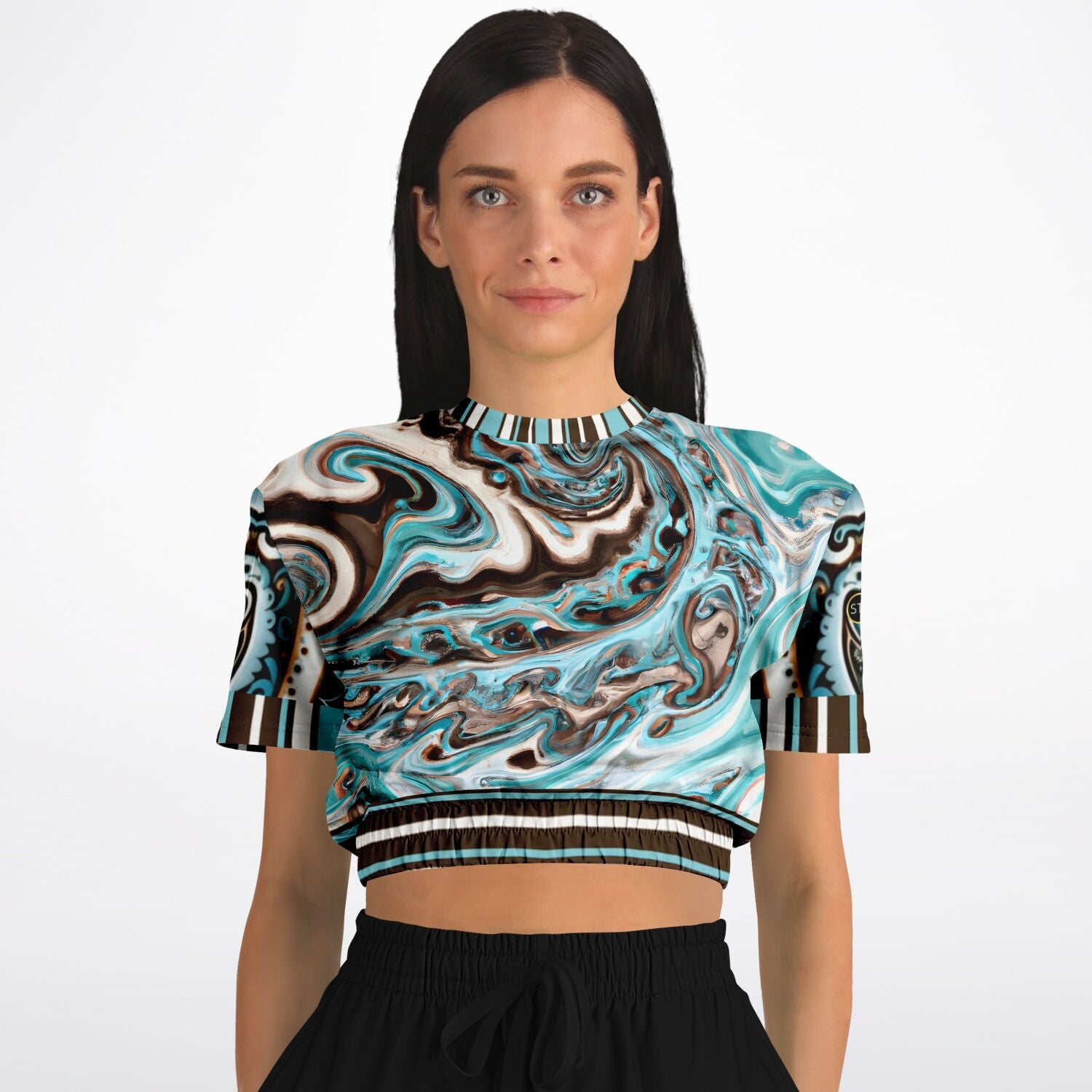 Turk and Caicos Eco-Poly Short Sleeve Cropped Pullover