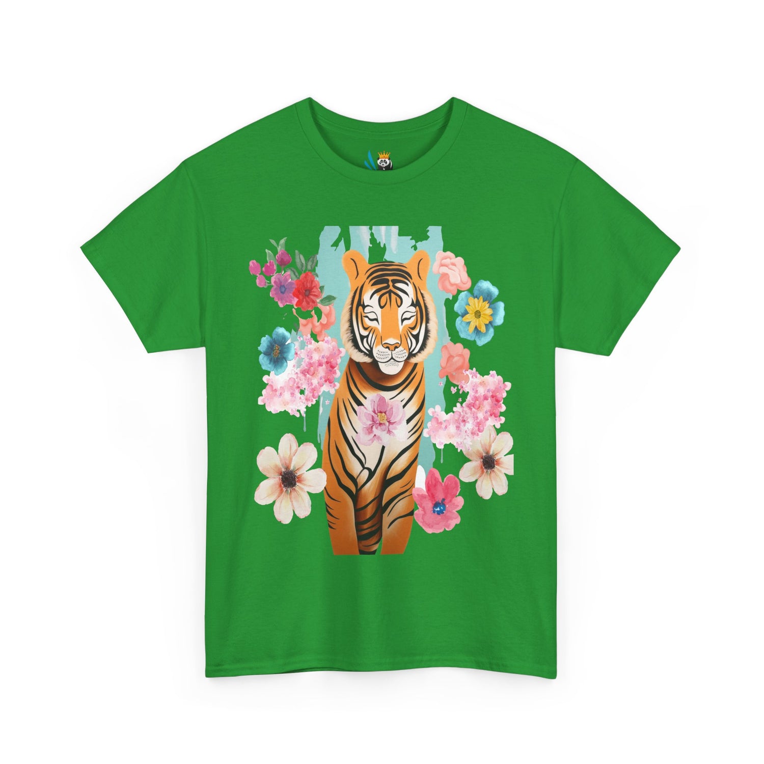 Tiger at Peace in Flowers Heavyweight Unisex Tee