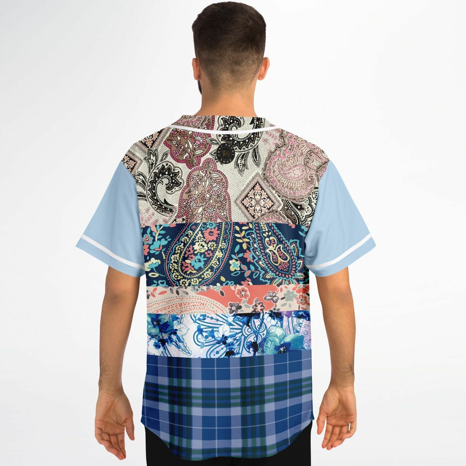 Dolores Park Paisley Print Short Sleeve Eco-Poly Baseball Jersey