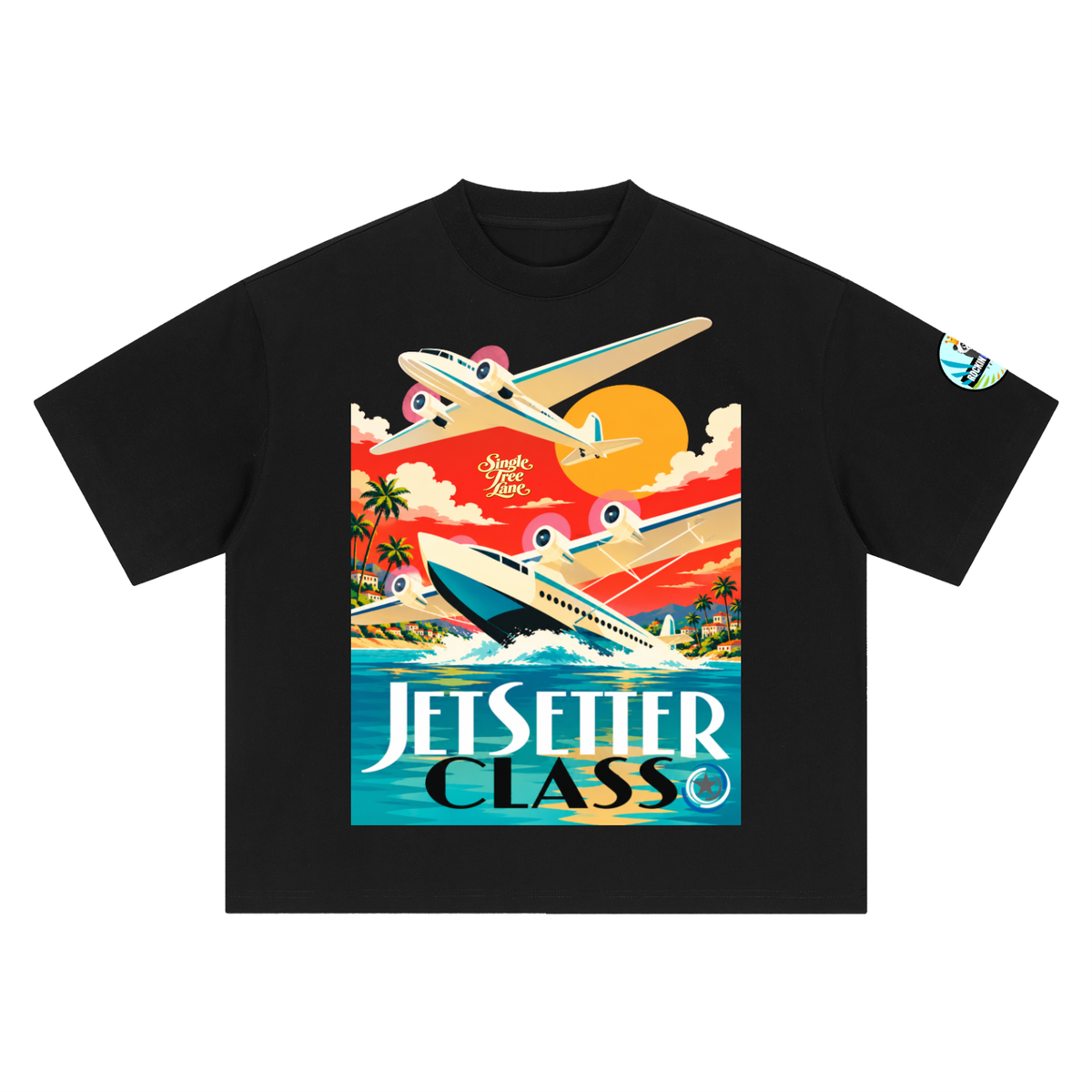 Jetsetter Class Luxury Travel Boxy Oversized Unisex T-Shirt