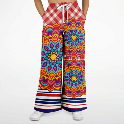 Hippy-Dippy Plaid Eco-Poly Wide Leg Pants