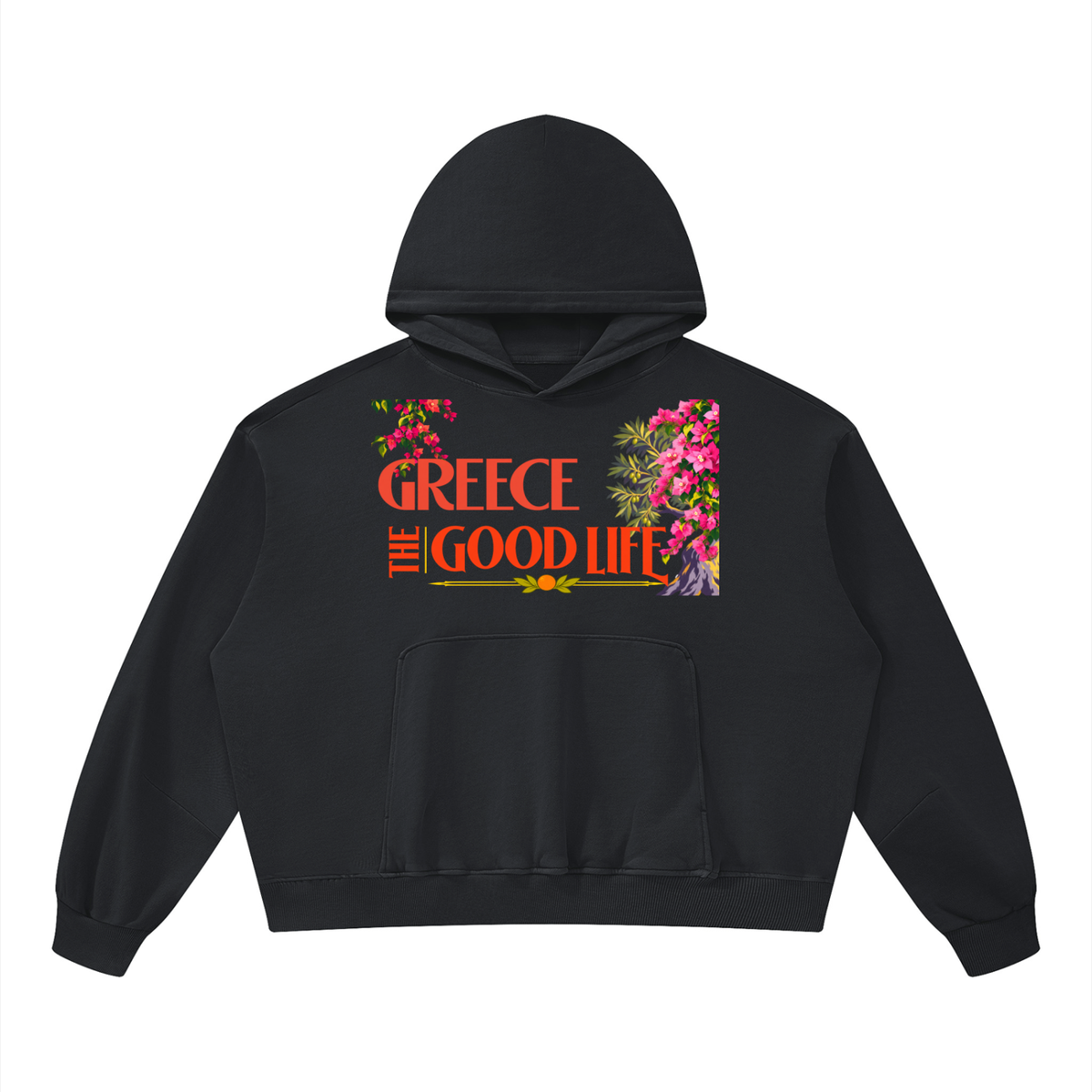 Greece - The Good Life Unisex Boxy Vintage Washed Hoodie