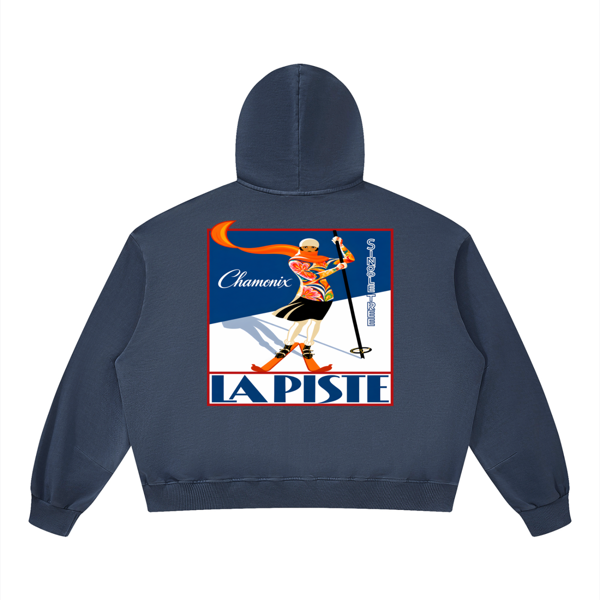 La Piste Faire du Ski Chamonix Unisex Boxy Vintage Washed Hoodie