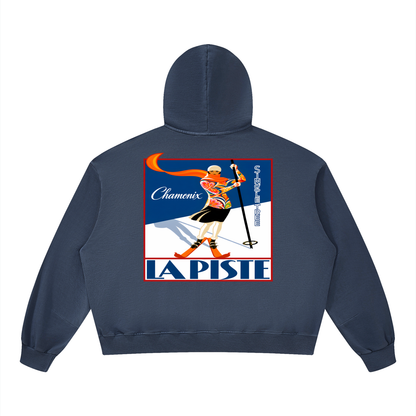La Piste Faire du Ski Chamonix Unisex Boxy Vintage Washed Hoodie
