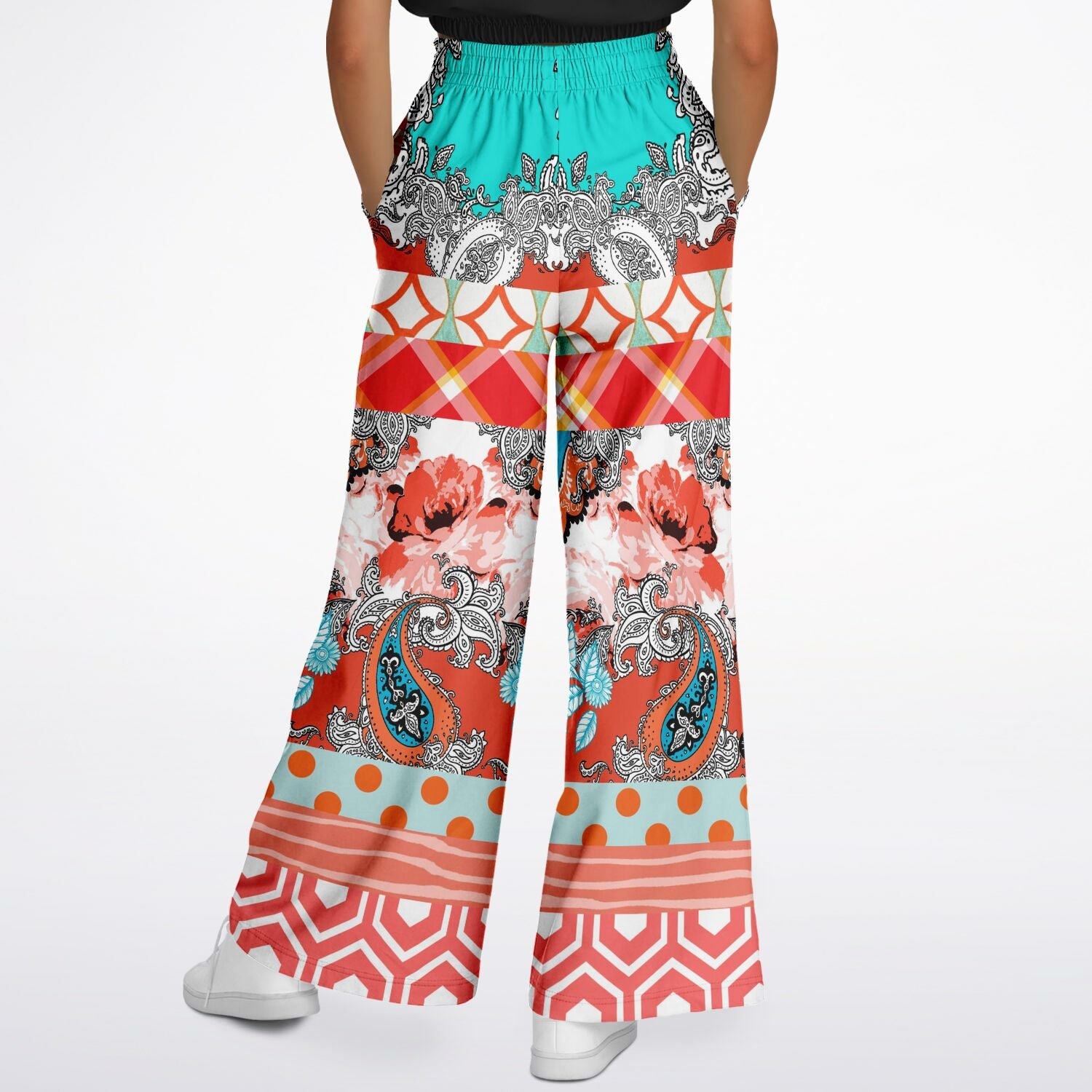 Coral Springs Hippie Patchwork Eco-Poly Patchwork Wide Leg Pants