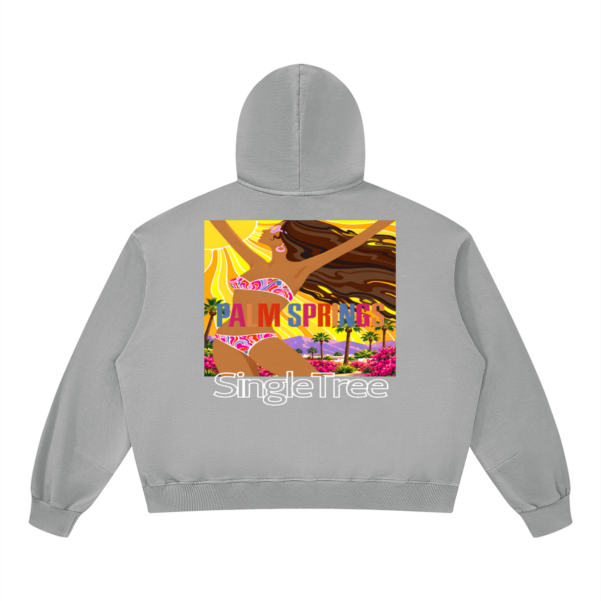 Here Comes the Sun Palm Springs Unisex Boxy Vintage Washed Hoodie