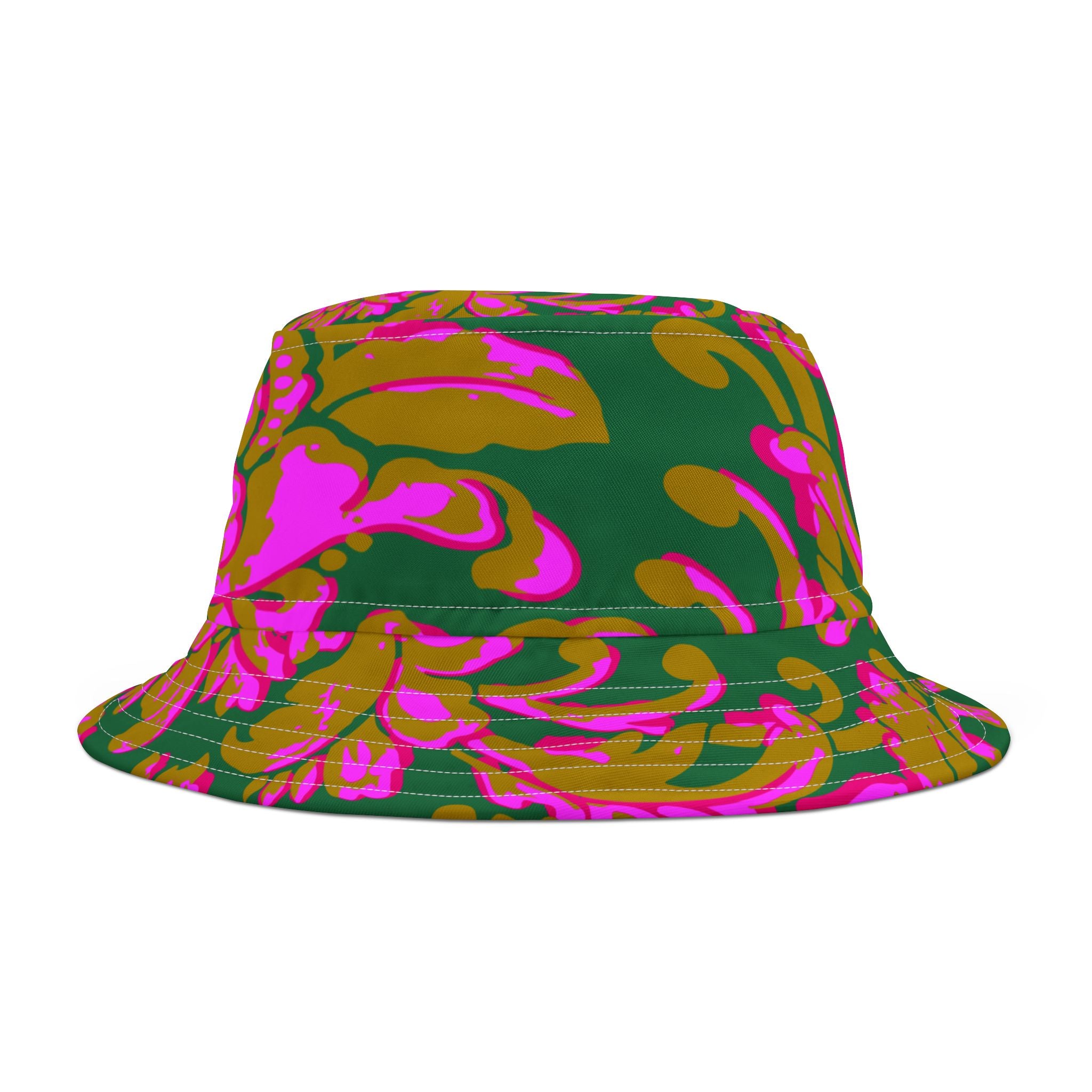 Fleur de Lis in Pink and Green Vibrant Bucket Hat