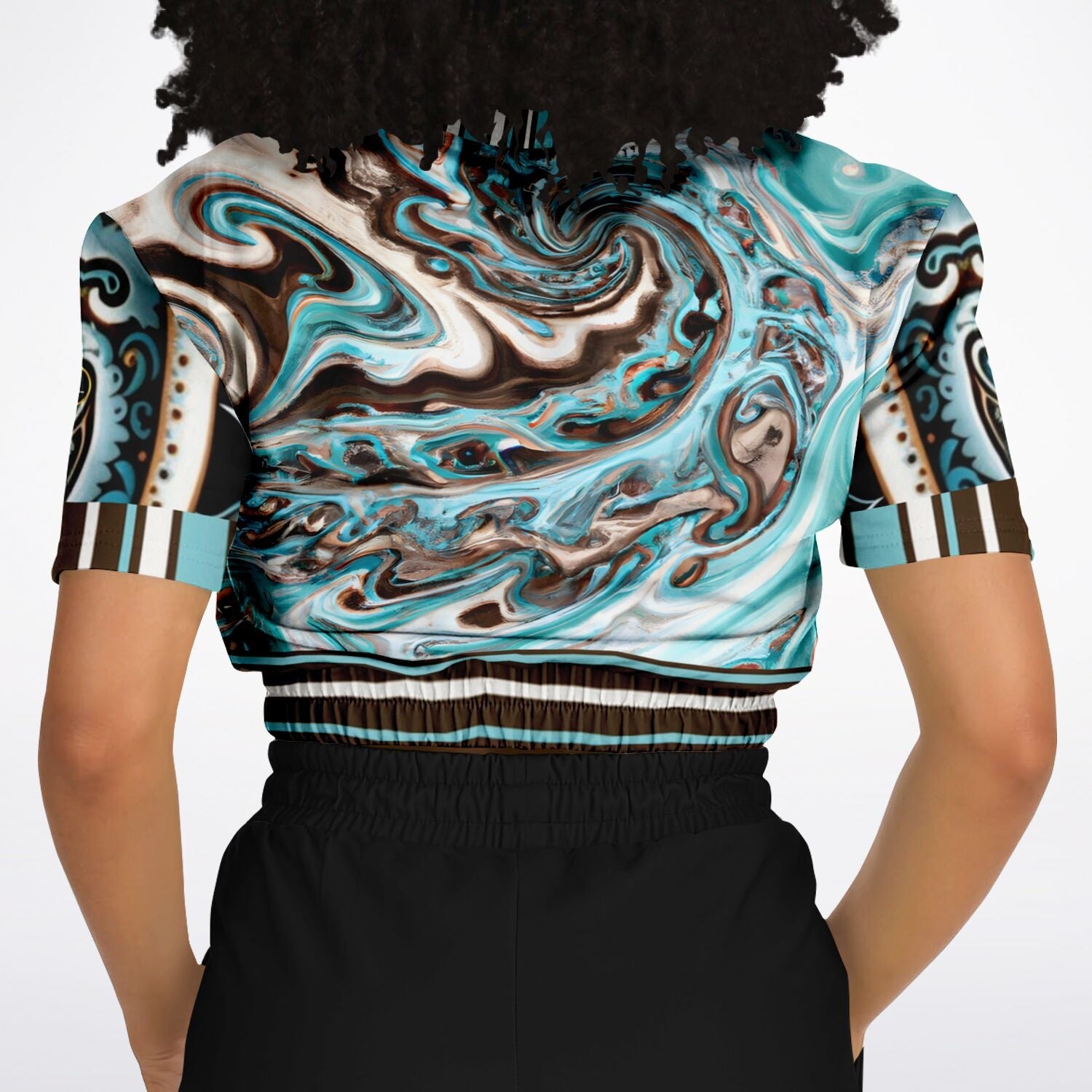 Turk and Caicos Eco-Poly Short Sleeve Cropped Pullover