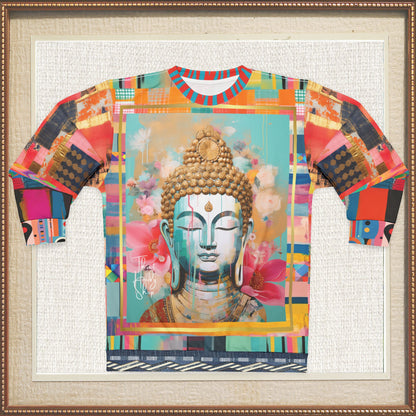 Serene Buddha in Pastel Patchwork Print Unisex Sweatshirt (Gold Label)