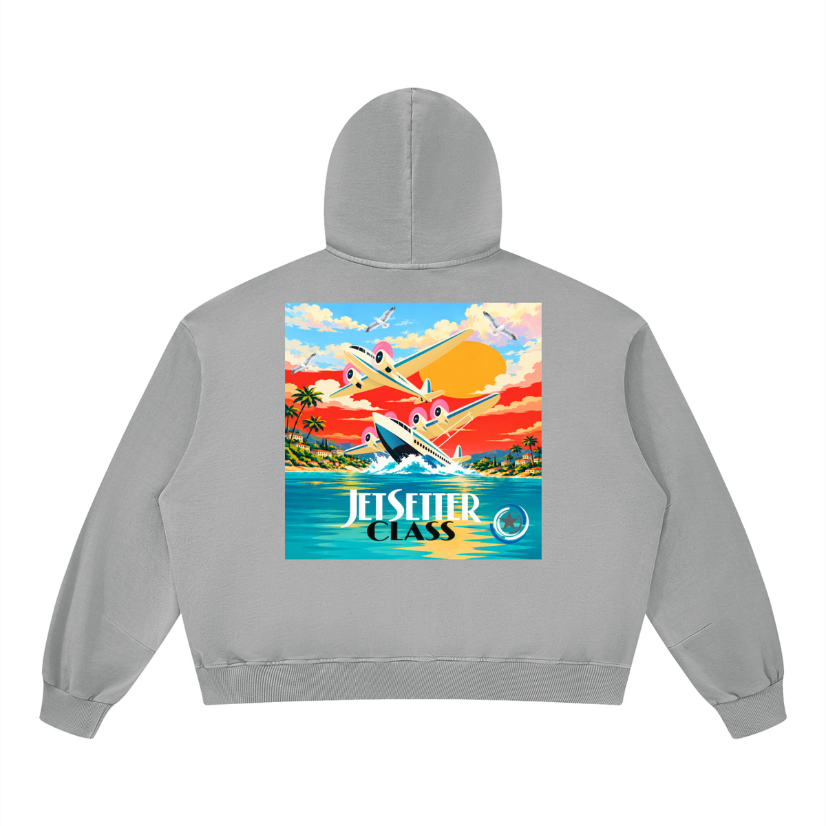 Jetsetter Class Luxury Travel Unisex Boxy Vintage Washed Hoodie
