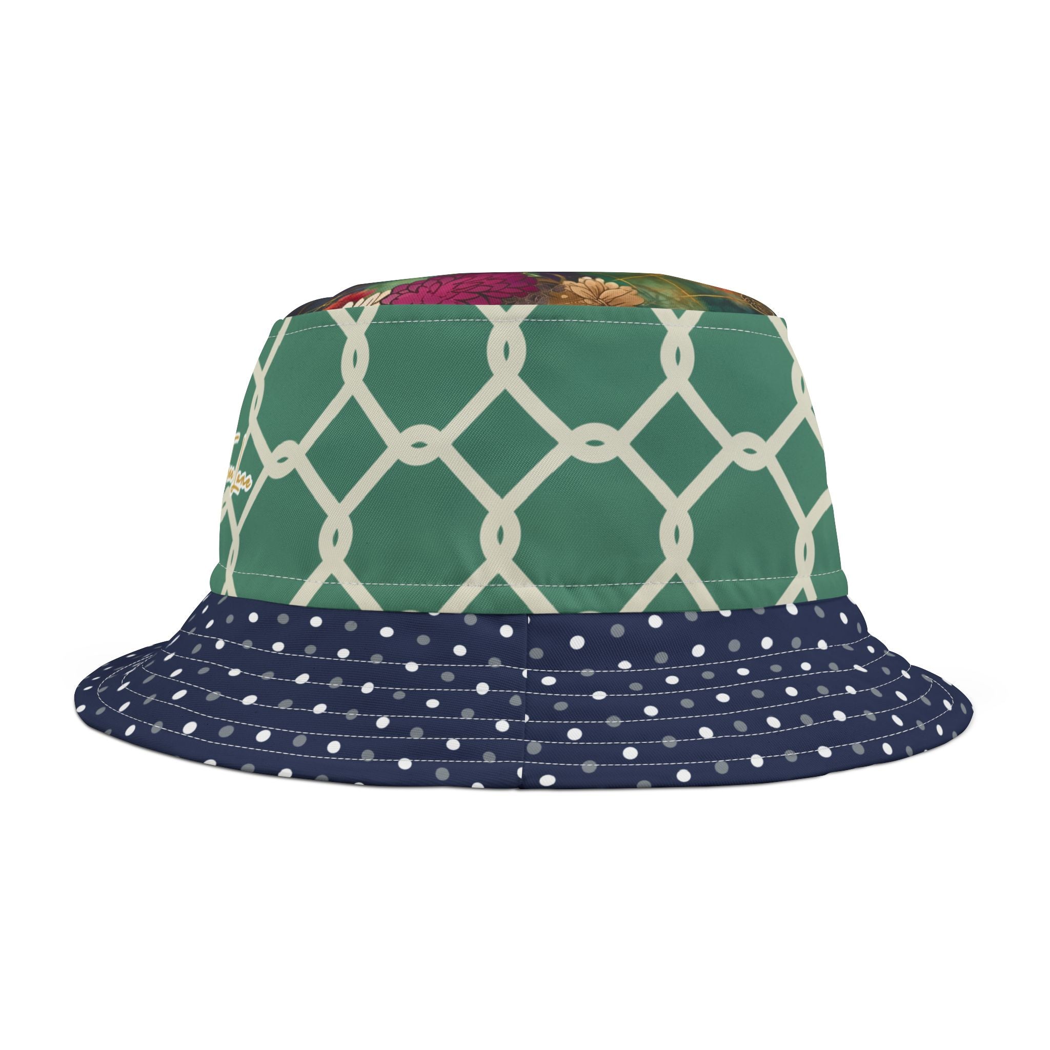 Chained and Confused Green Asian Floral Vibrant Bucket Hat