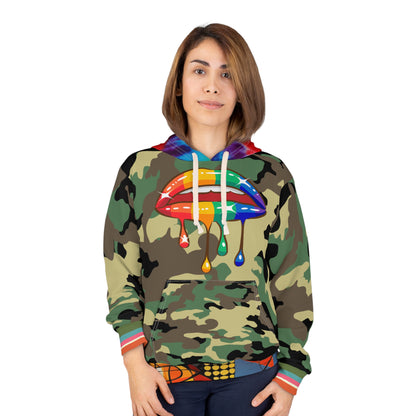 Rainbow Lips So Juicy in Camouflage &amp; Tie-Dye Unisex Hoodie (Gold Label)