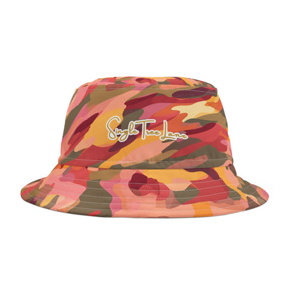 Orange Crush Groove Abstract Camo Vibrant Bucket Hat