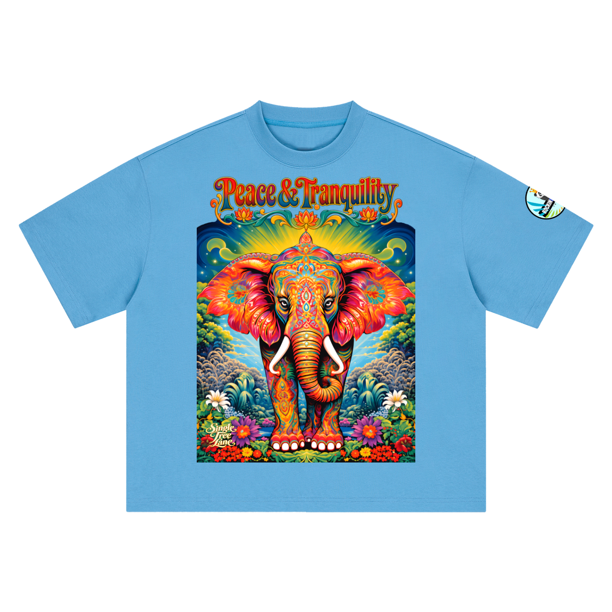 Peace &amp; Tranquility Elephant Boxy Oversized Unisex T-Shirt