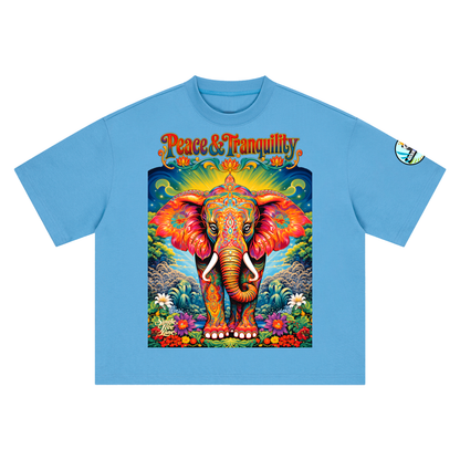 Peace &amp; Tranquility Elephant Boxy Oversized Unisex T-Shirt