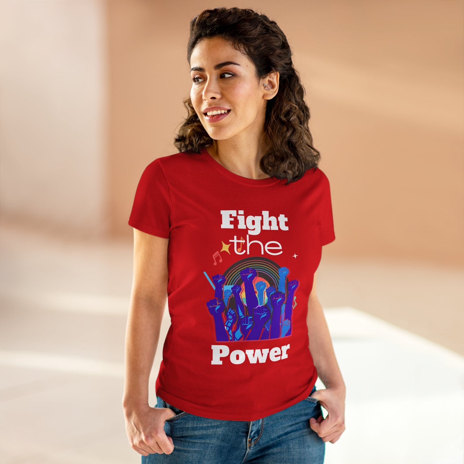 T-Shirt - Fight the Power Hands Raised High Graphic Women&