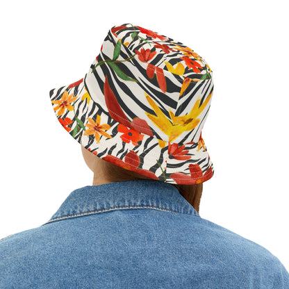 Meet Me in Tangiers Zebra Floral Stripe Vibrant Bucket Hat