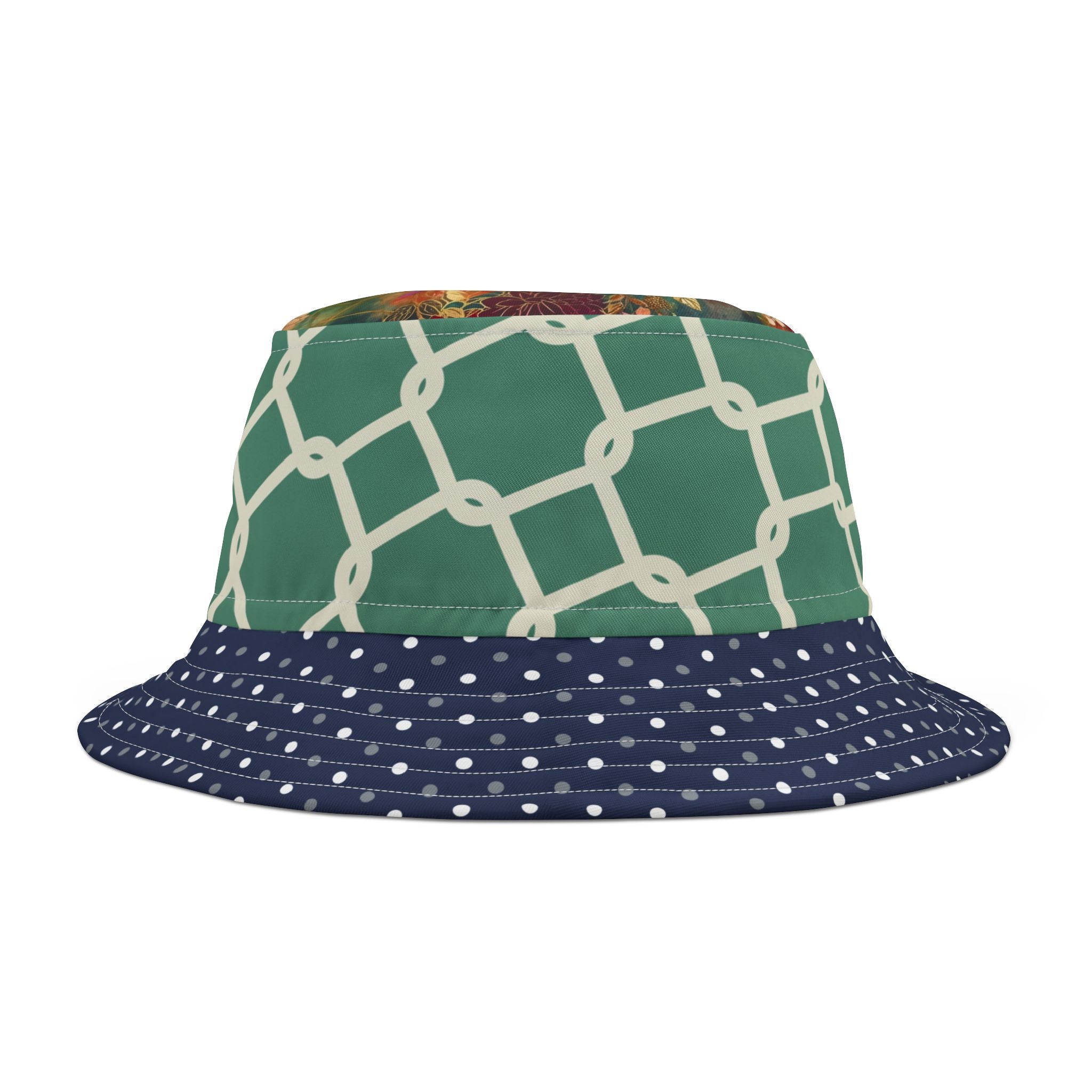 Chained and Confused Green Asian Floral Vibrant Bucket Hat