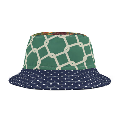 Chained and Confused Green Asian Floral Vibrant Bucket Hat