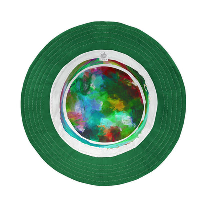 Green Abstract Colorblock Brushstrokes Vibrant Bucket Hat