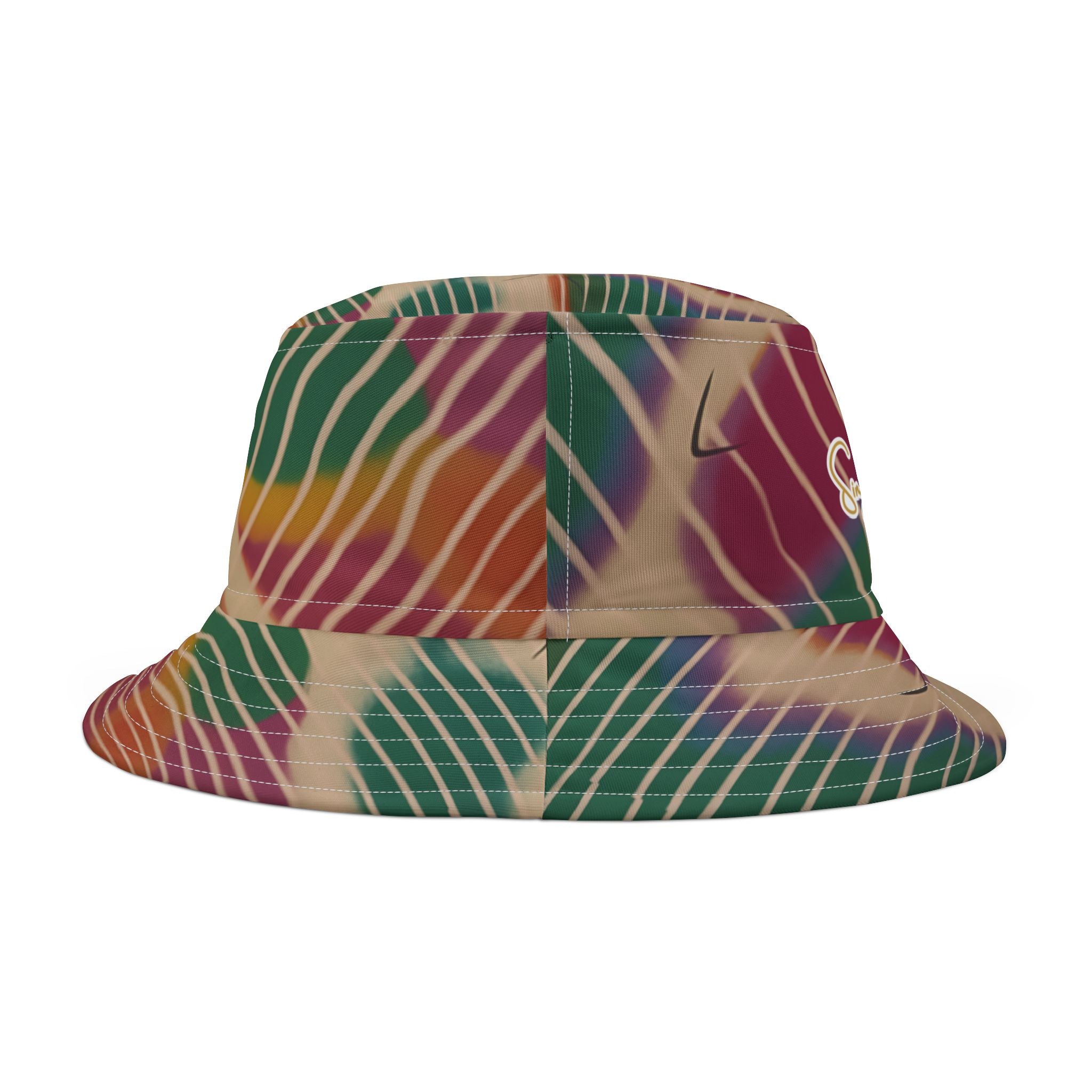 Hippie Groove Abstract Camo Stripe Tie-Dye Vibrant Bucket Hat