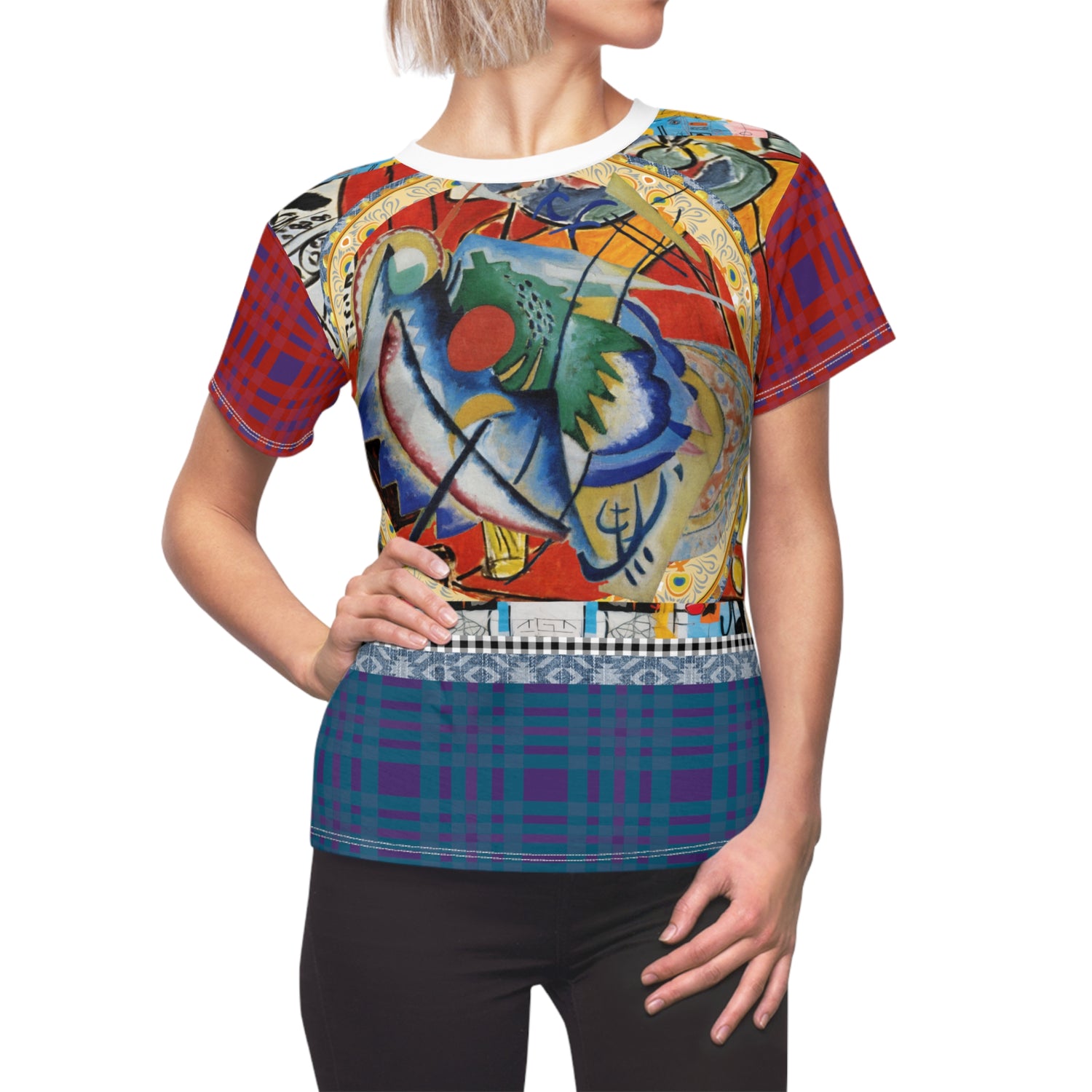 Red Oval in Denim and Gold Plate - Kandinsky AOP Women&