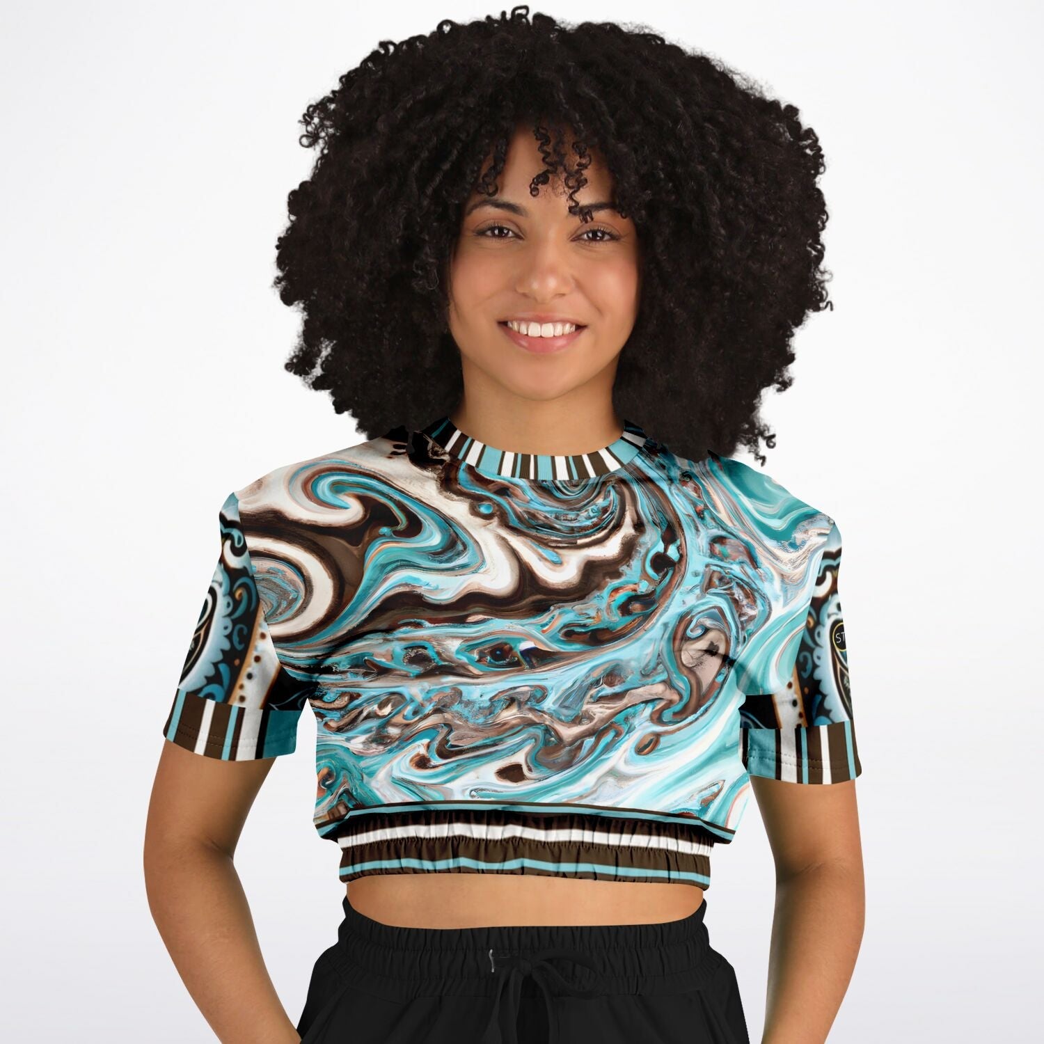 Turk and Caicos Eco-Poly Short Sleeve Cropped Pullover
