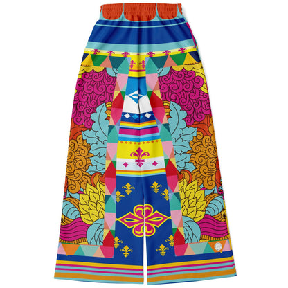 Queenie Hippie Floral Stripe Eco-Poly Wide Leg Pants