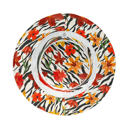 Meet Me in Tangiers Zebra Floral Stripe Vibrant Bucket Hat