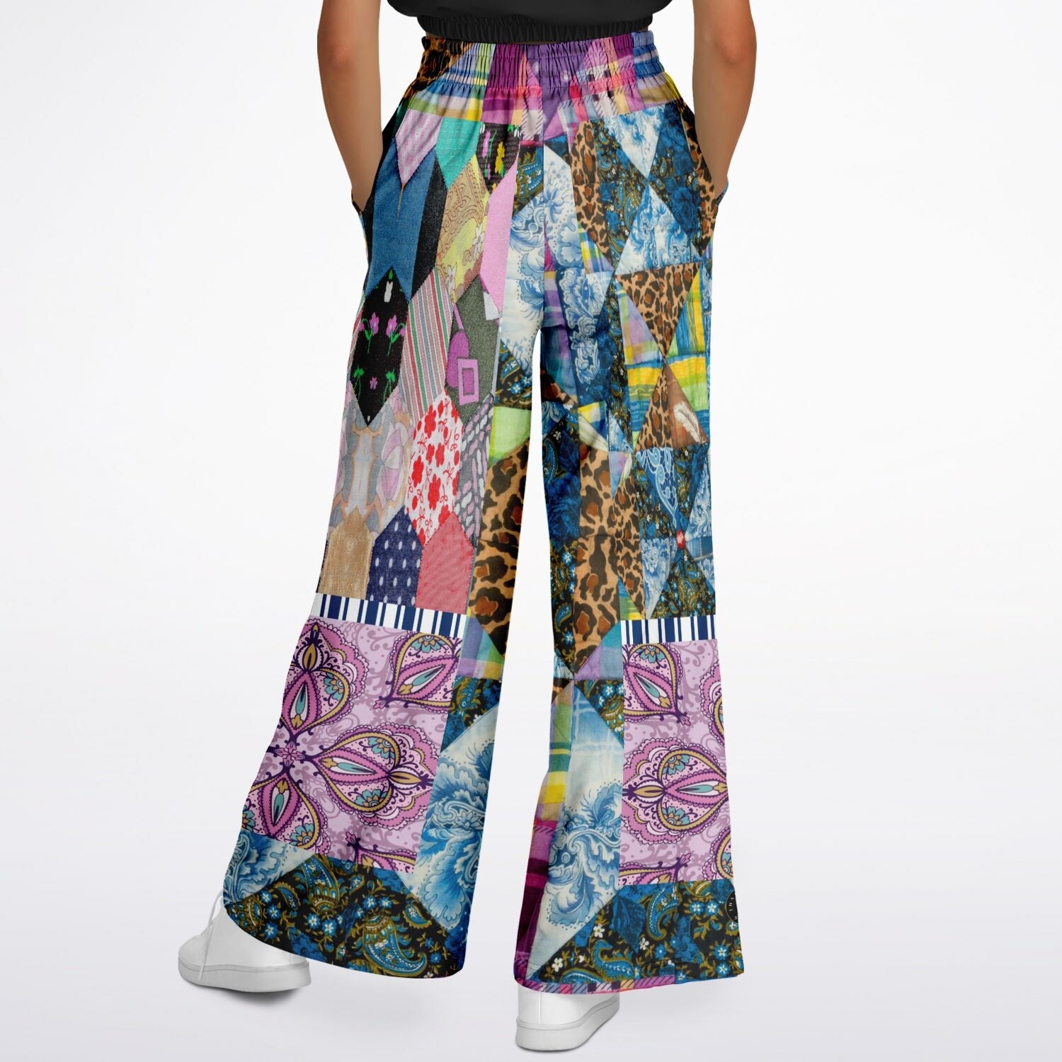 Gypsy Queen Juxtapose Purple Patchwork Quilt Eco-Poly Wide Leg Pants