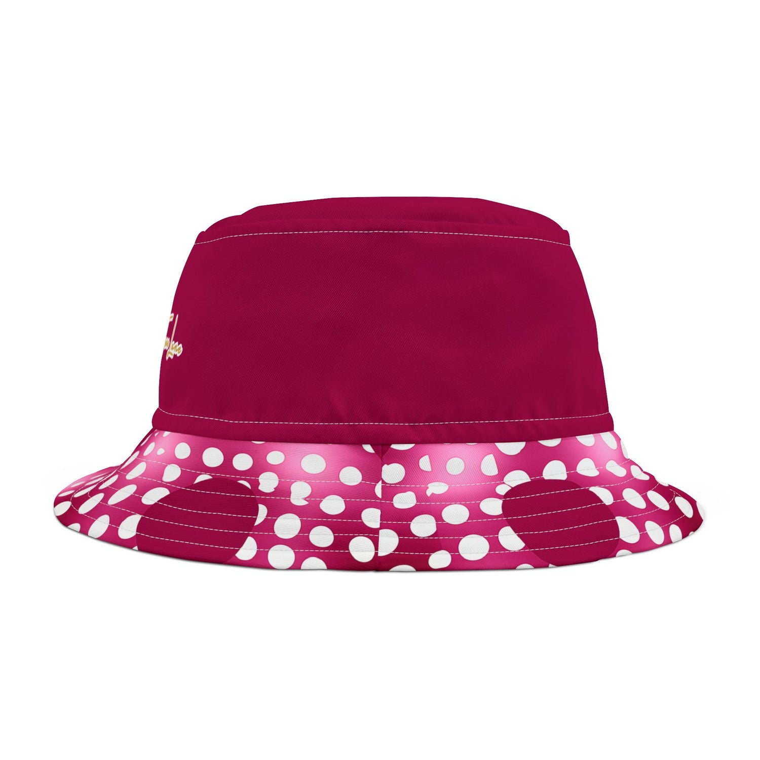 Pink Snowballs in Abstract Polka Dots Vibrant Bucket Hat
