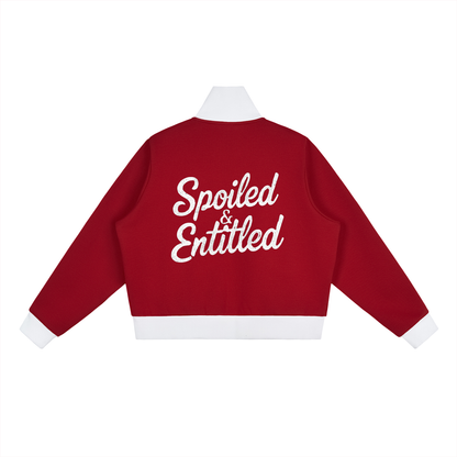 Spoiled &amp;  Entitled™ + STL Contrast Side Stripe Fleece Cropped Track Jacket