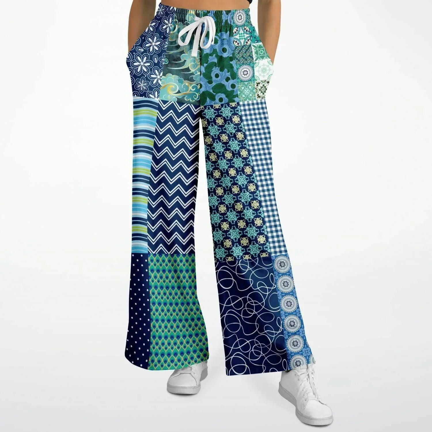 Mykonos Floral Patchwork Eco-Poly Wide Leg Pants