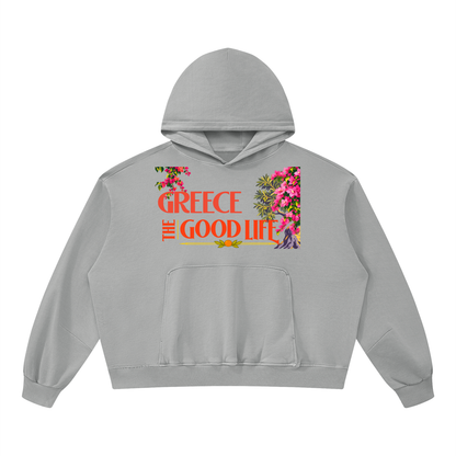 Greece - The Good Life Unisex Boxy Vintage Washed Hoodie