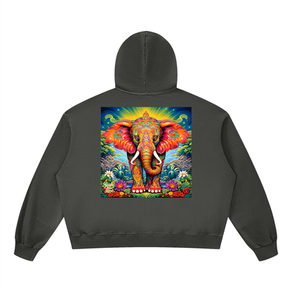 Peace &amp; Tranquility Elephant Unisex Boxy Vintage Washed Hoodie