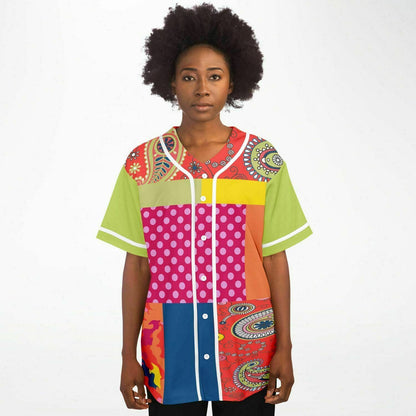 Chili Pepper Patchwork Eco-Poly Unisex Button Front Jersey