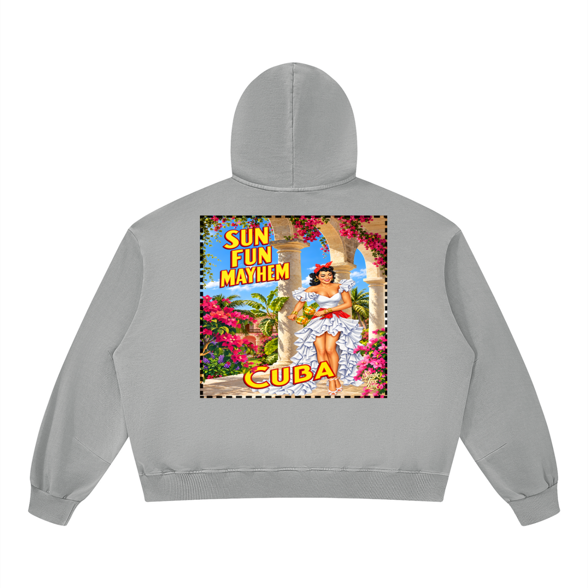 Sun Fun Mayhem in Cuba Unisex Boxy Vintage Washed Hoodie