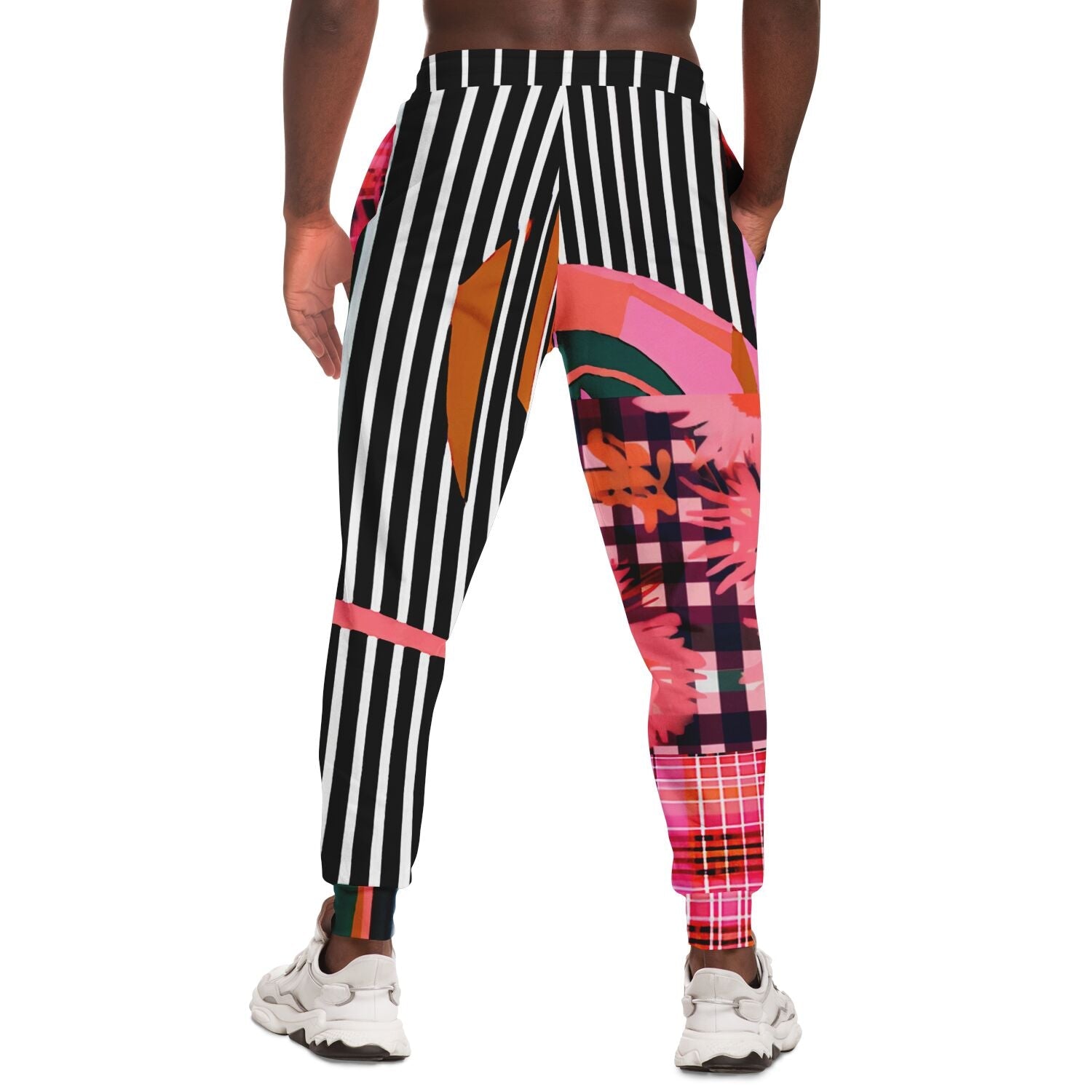 Pink Chrysanthemum Plaid Eco-Poly Unisex Joggers