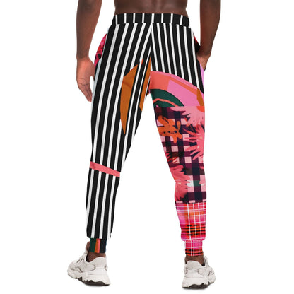 Pink Chrysanthemum Plaid Eco-Poly Unisex Joggers