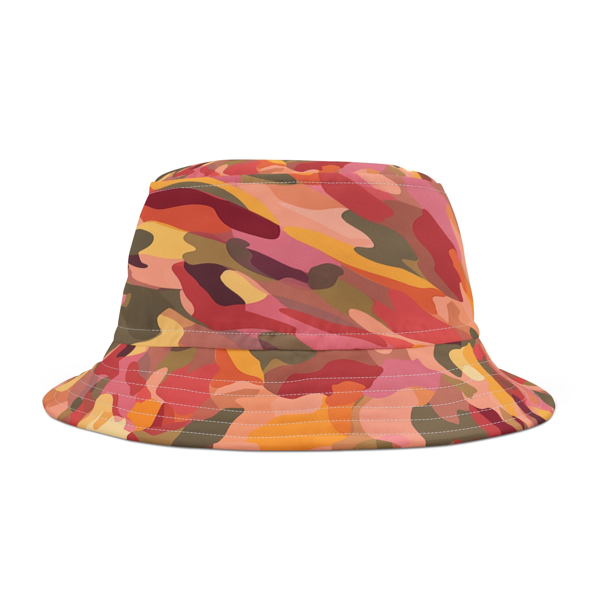Orange Crush Groove Abstract Camo Vibrant Bucket Hat