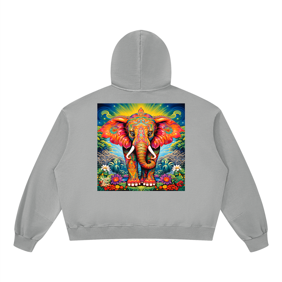 Peace &amp; Tranquility Elephant Unisex Boxy Vintage Washed Hoodie