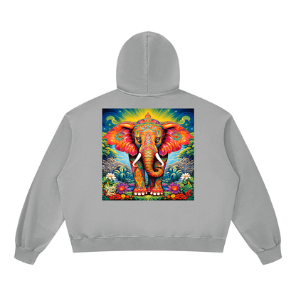 Peace &amp; Tranquility Elephant Unisex Boxy Vintage Washed Hoodie