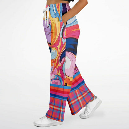 Haight Ashbury Wacky Floral Plaid Paisley Eco-Poly Wide Leg Pants