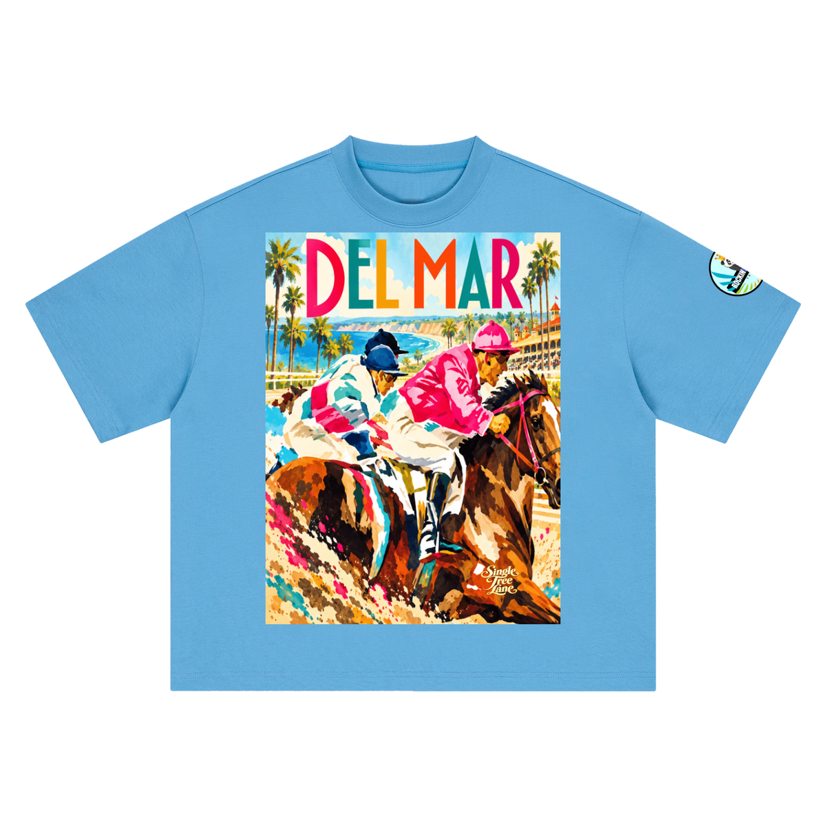 Del Mar Off to the Races Boxy Oversized Unisex T-Shirt