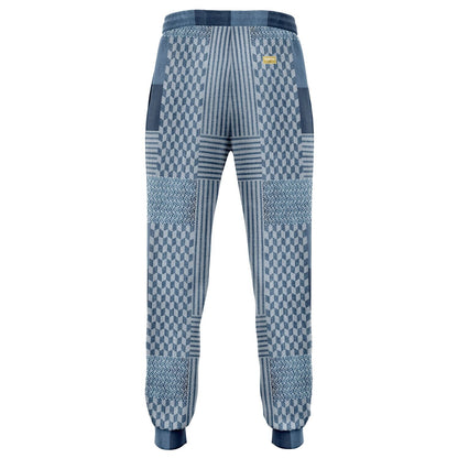 Denim Railroad Patchwork Print Eco-Poly Unisex Joggers