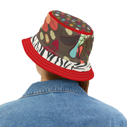 Partridge in a Pear Tree Hippie Floral Vibrant Bucket Hat