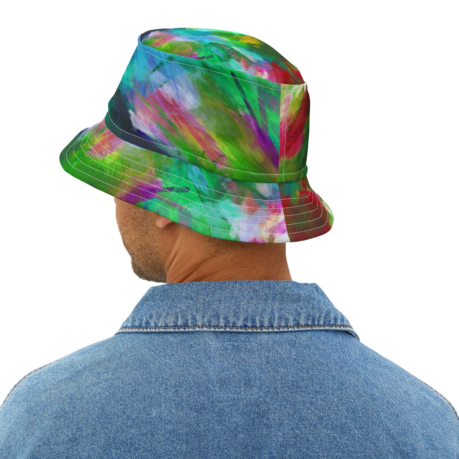 Green Abstract Colorblock Brushstrokes Vibrant Bucket Hat
