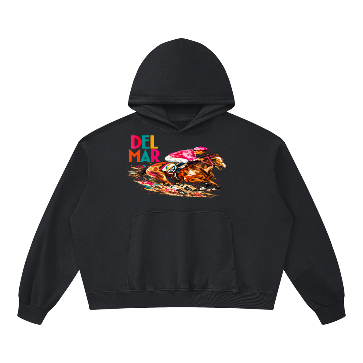 Del Mar Off to the Races Unisex Boxy Vintage Washed Hoodie