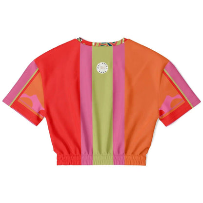Chili Pepper Colorblock Trio Eco-Poly Short Sleeve Cropped Pullover