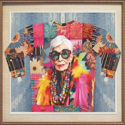 The Boa in Me - Iris Apfel Patchwork Print Unisex Sweatshirt (Gold Label)